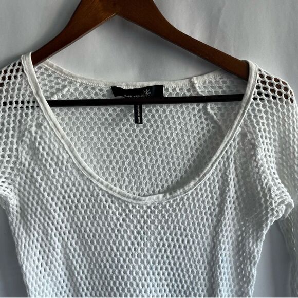 Women's Isabel Marant White Crochet Knit Long Sleeve Top - Picture 3 of 5